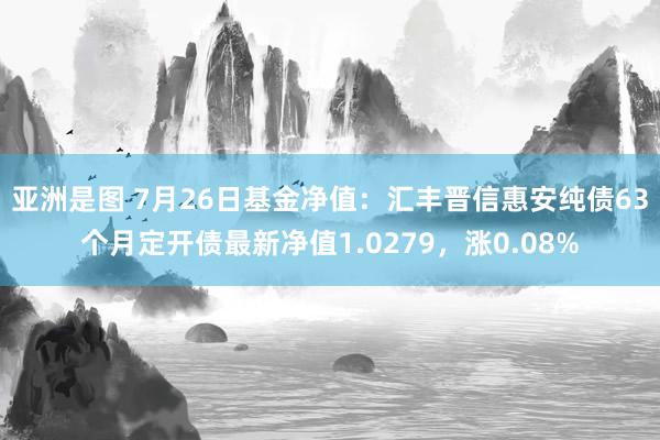 亚洲是图 7月26日基金净值：汇丰晋信惠安纯债63个月定开债最新净值1.0279，涨0.08%