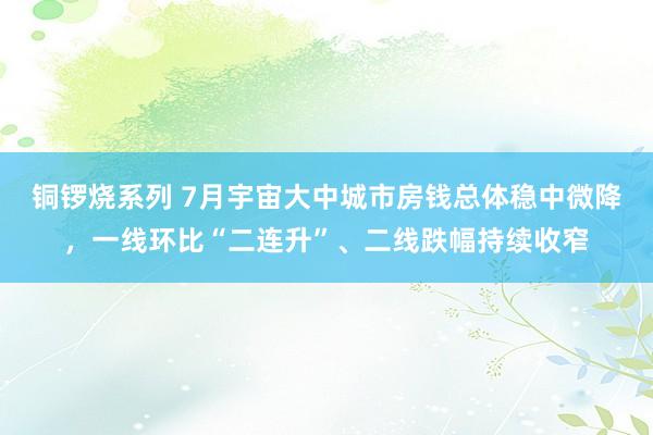 铜锣烧系列 7月宇宙大中城市房钱总体稳中微降，一线环比“二连升”、二线跌幅持续收窄