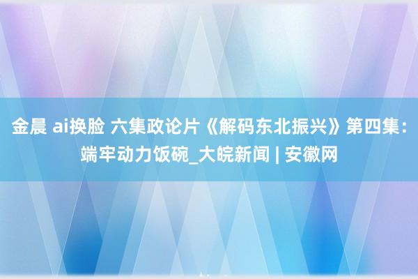 金晨 ai换脸 六集政论片《解码东北振兴》第四集：端牢动力饭碗_大皖新闻 | 安徽网