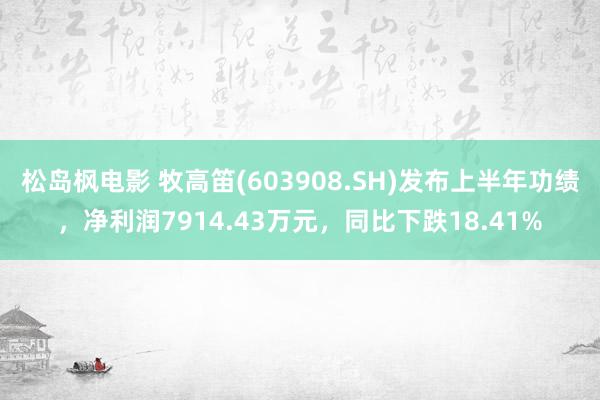 松岛枫电影 牧高笛(603908.SH)发布上半年功绩，净利润7914.43万元，同比下跌18.41%