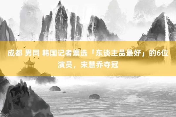 成都 男同 韩国记者票选「东谈主品最好」的6位演员，宋慧乔夺冠