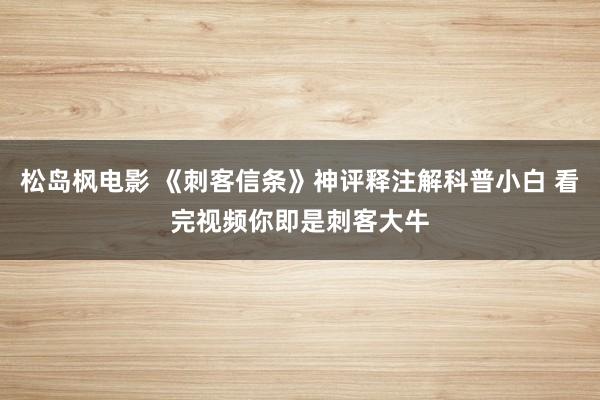 松岛枫电影 《刺客信条》神评释注解科普小白 看完视频你即是刺客大牛